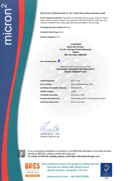 Sotudex- certificate